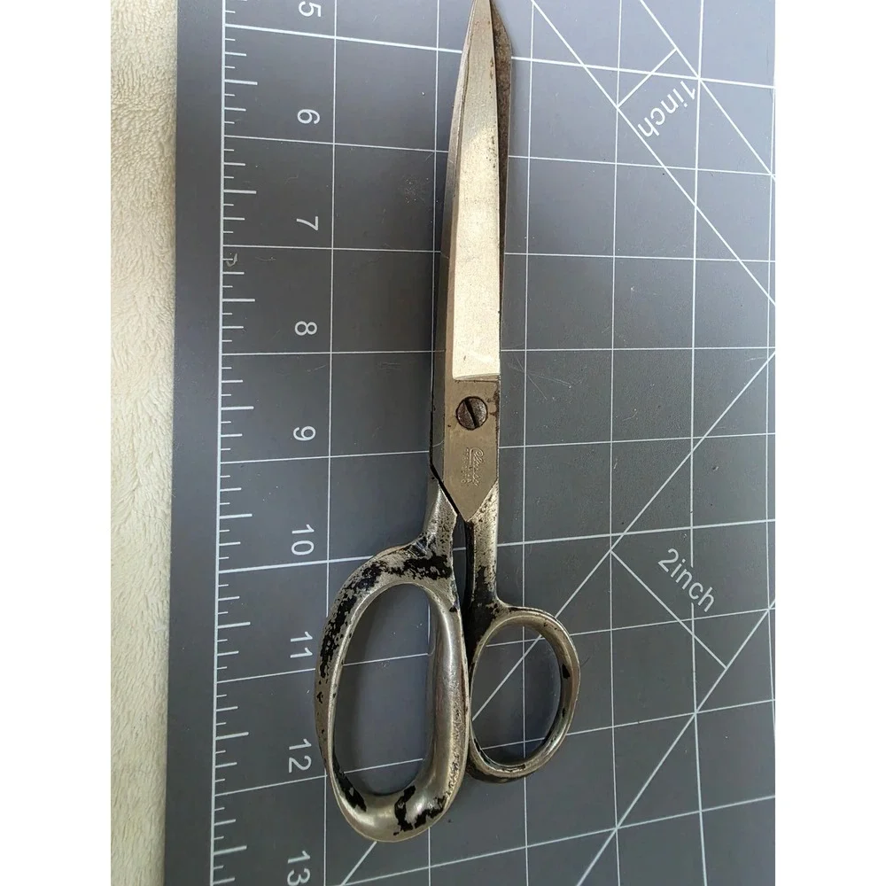 Vintage Clauss Fremont O USA 8 Inch Inlaid Blade Tailor Shears Sewing Scissors